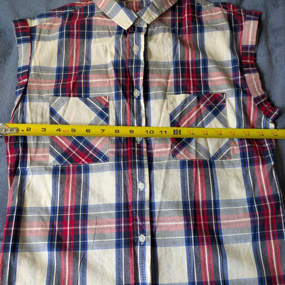 NWT Levi's Sleeveless Plaid Button-Down Shirt 100% Cotton Womens Small - Picture 4 of 9